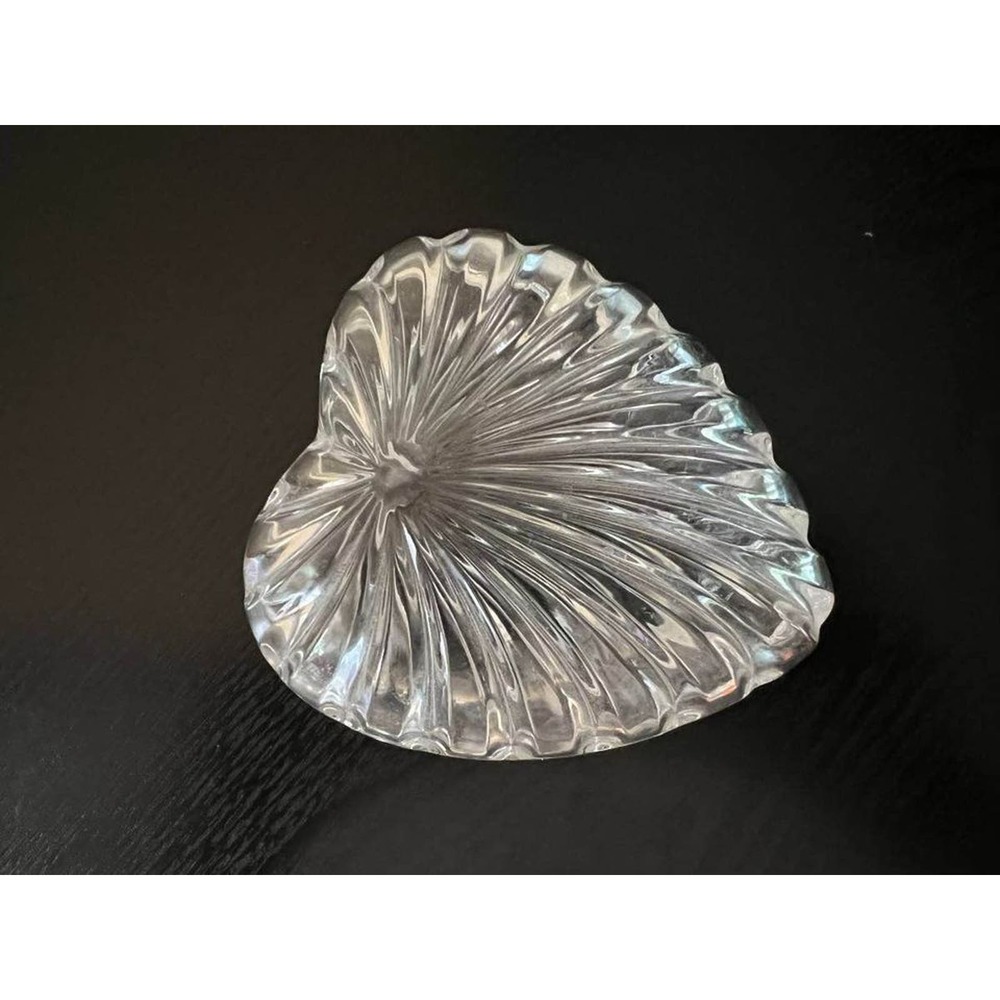 Royal Crystal Rock Crystal Heart Vanity Trinket Box w/ Clamshell Lid